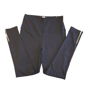 IMAN WOMEN PANTS/LEGGINGS BLACK LARGE ANKLE GOLD ZIPPERS